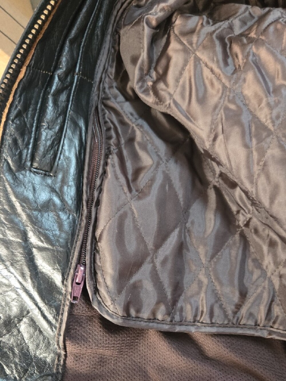 Element DK Brown/Black Leather Jacket with Cream Stripes - Picture 8 of 12